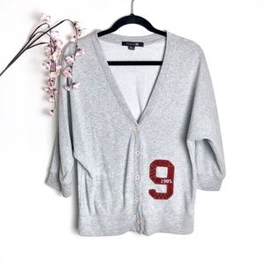 5/$25 Forever 21 Gray Marled Numbered Cardigan